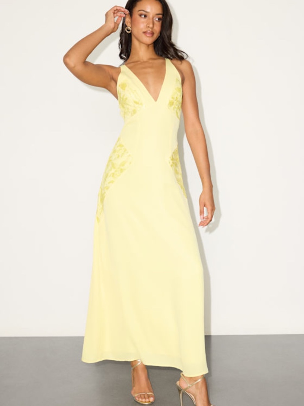 Lulus Julissa Light Yellow Embroidered Tie-back Maxi Dress - Size M